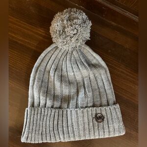 Michael Kors Gray Knit Pom-Pom Hat